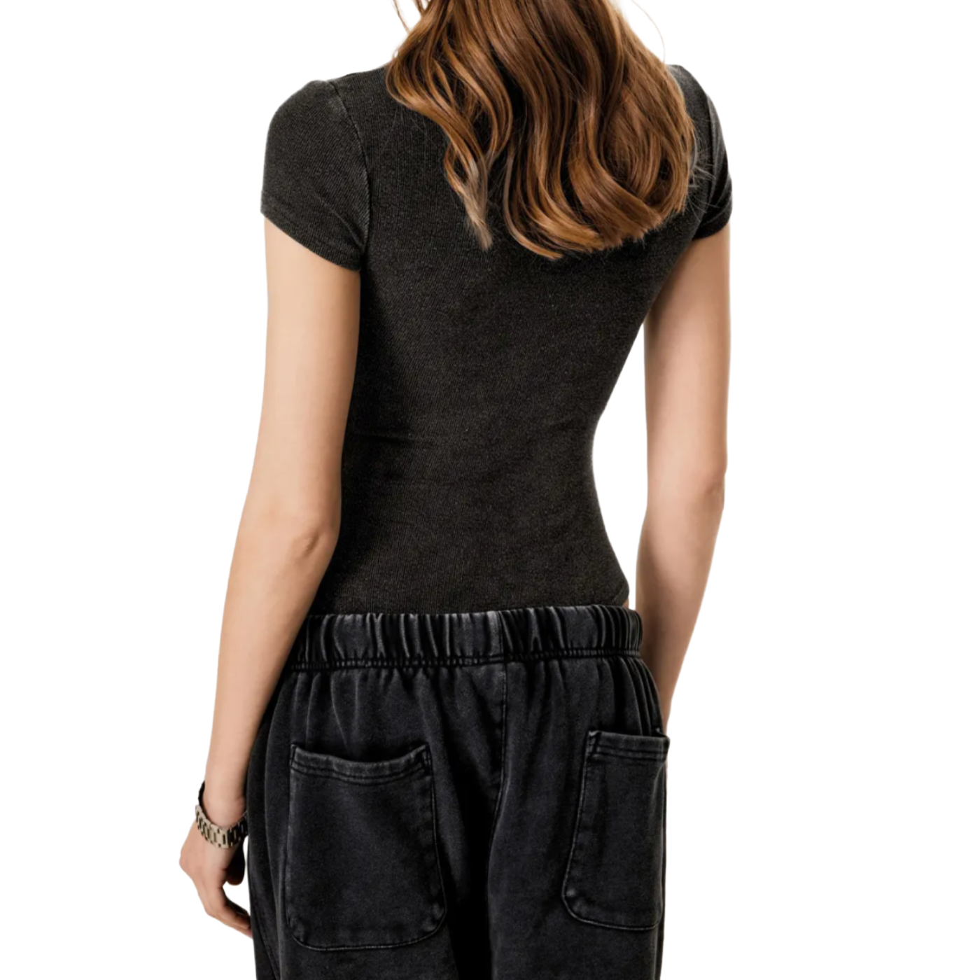 OEM Womens Essential Washed Crewneck Bodysuit