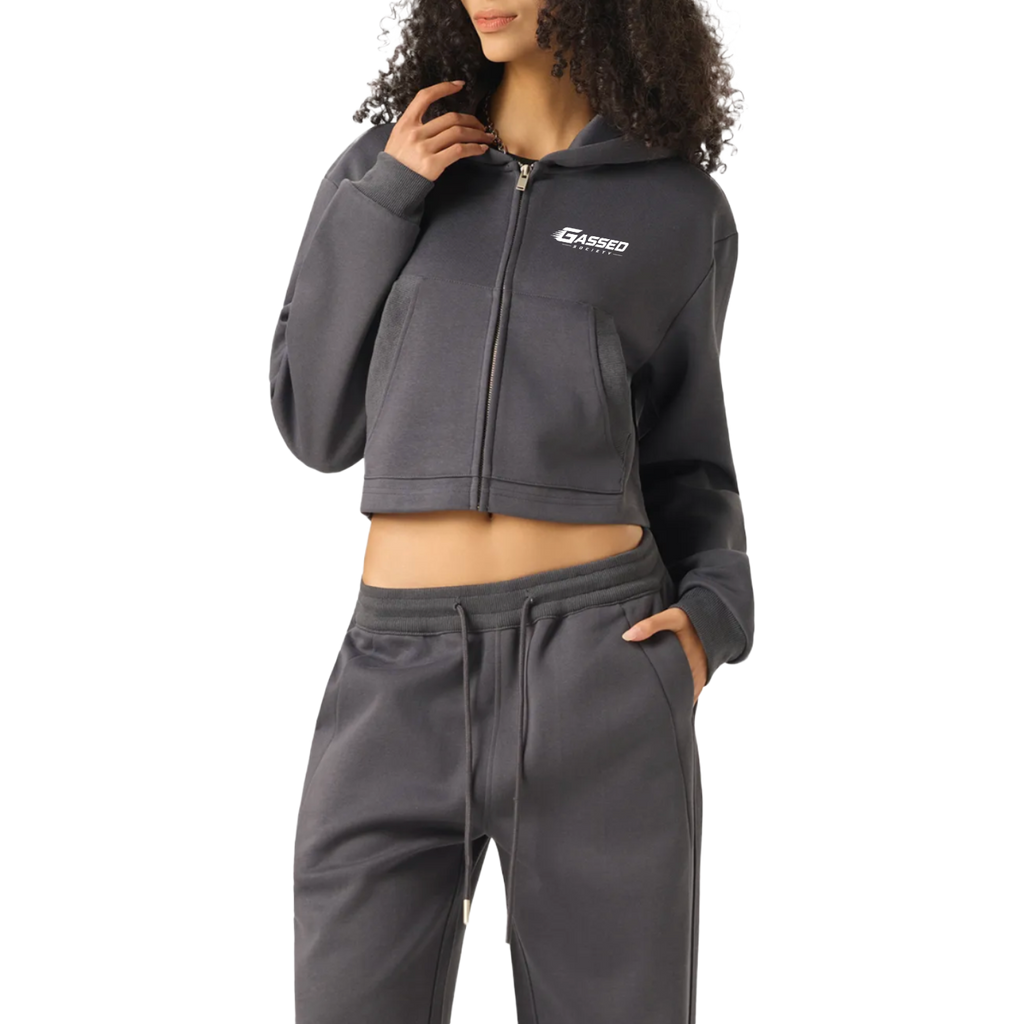 OEM Womens Essential Cropped Zip-Up Hoodie