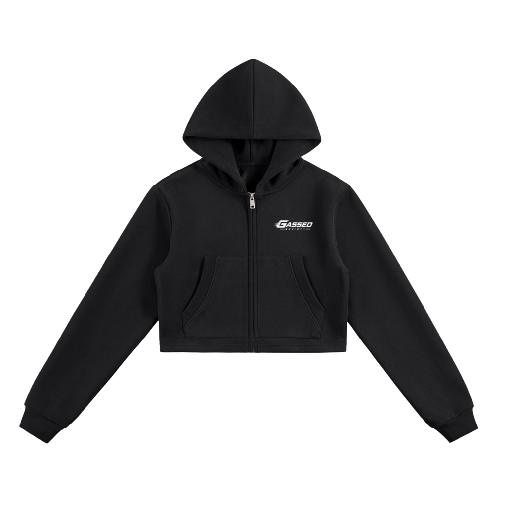 OEM Womens Essential Cropped Zip-Up Hoodie
