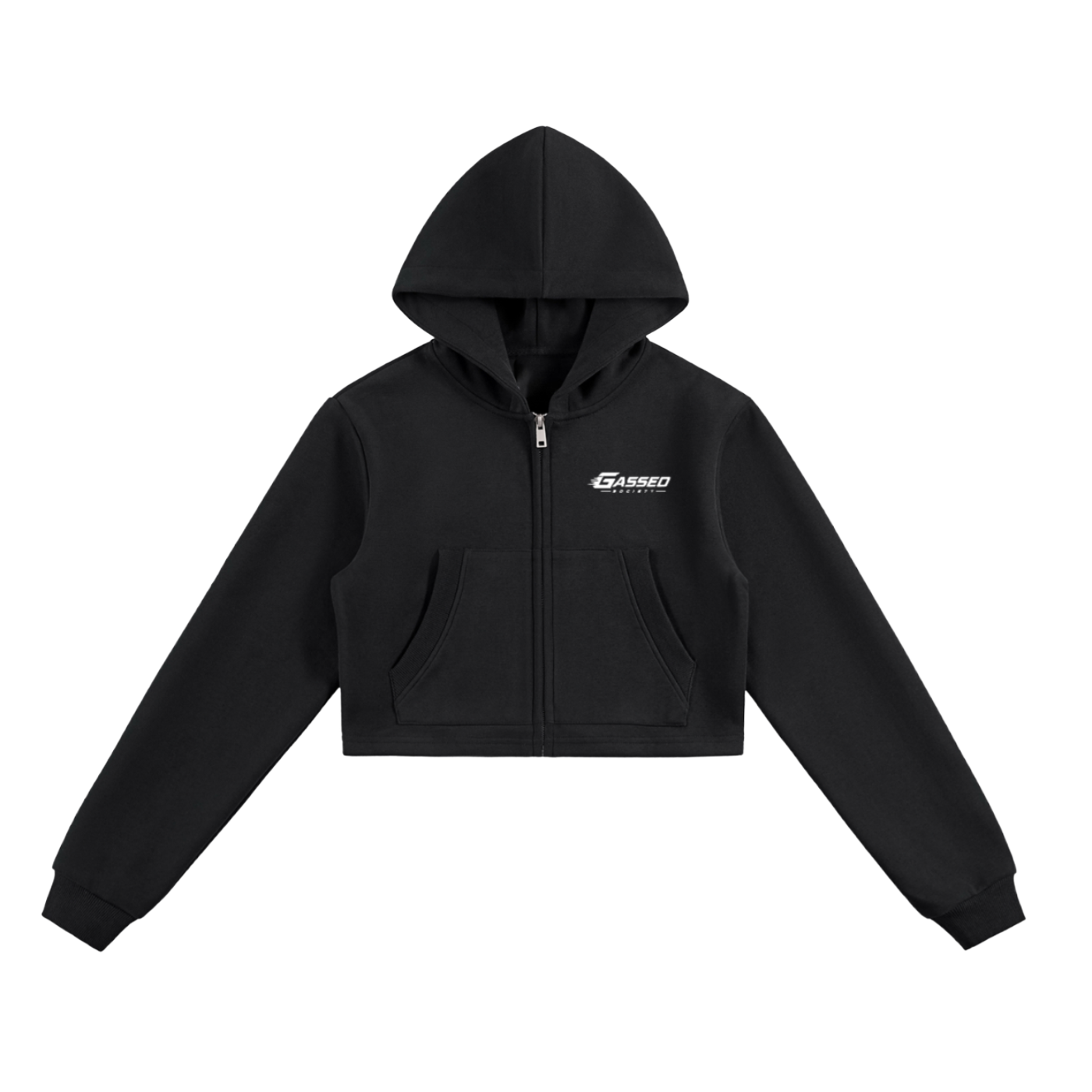 OEM Womens Essential Cropped Zip-Up Hoodie