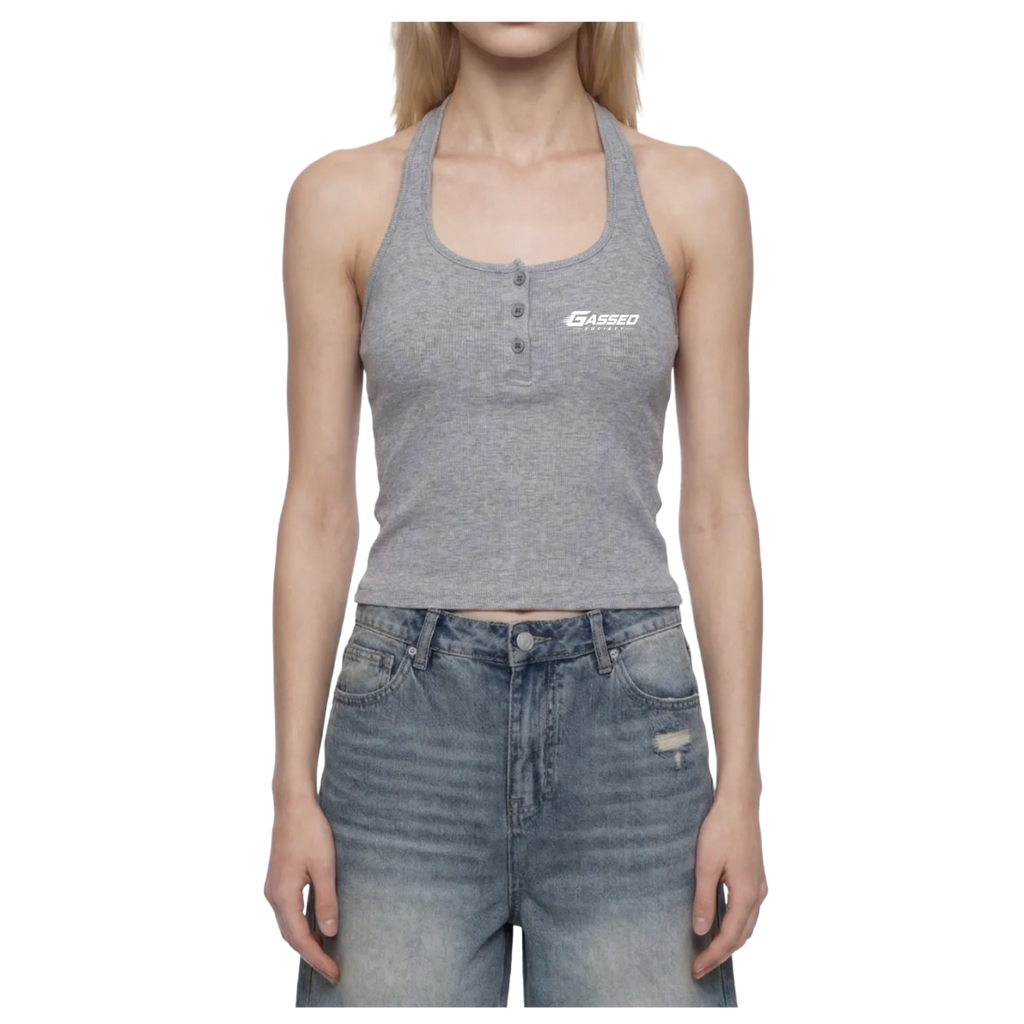 OEM Womens Essential Ribbed Henley Tank Top
